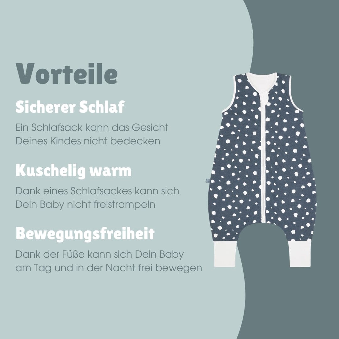 Schlafsack mit Füßen 2.5 TOG | Punkte Blau