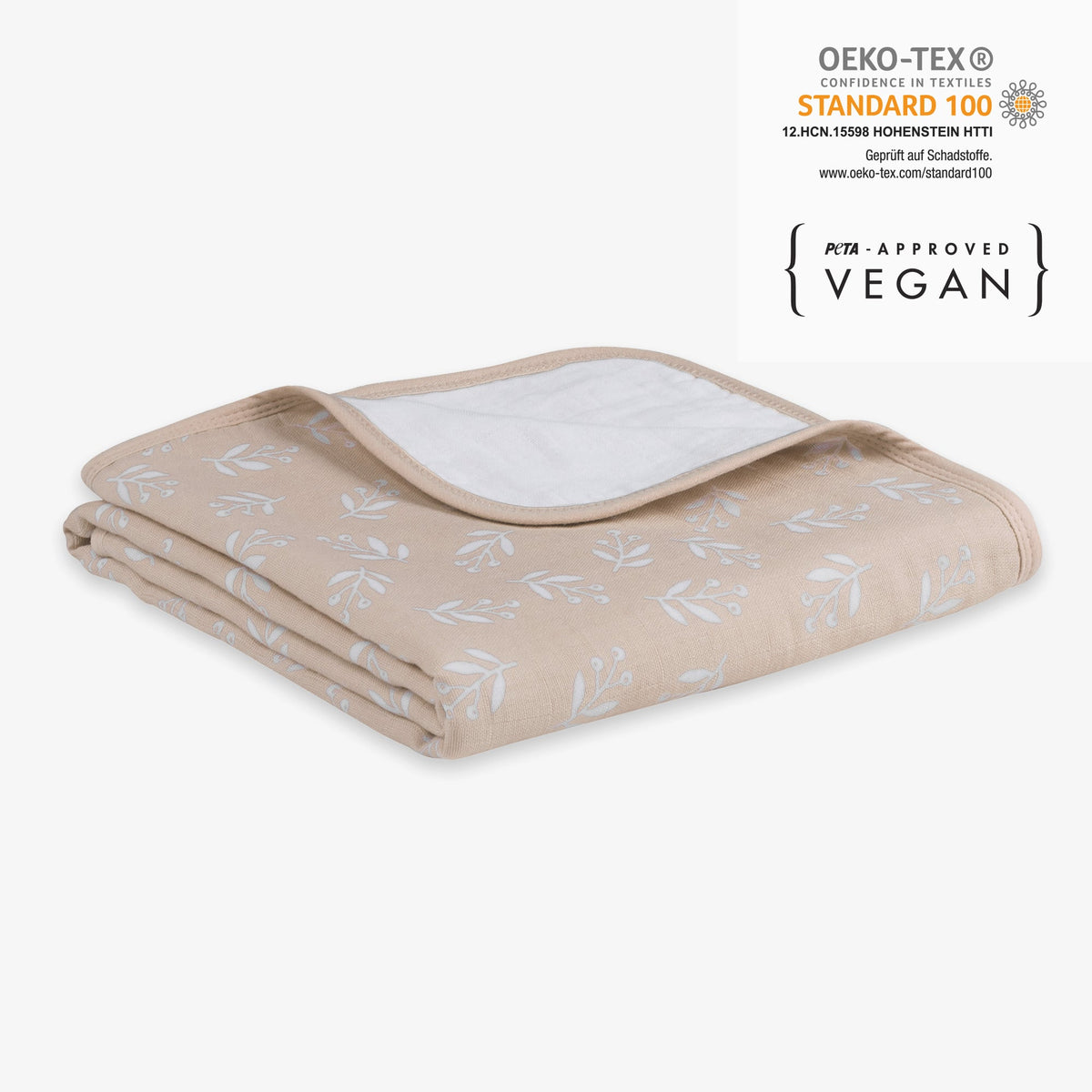 Kuscheldecke Floral Sand mit Zertifikaten